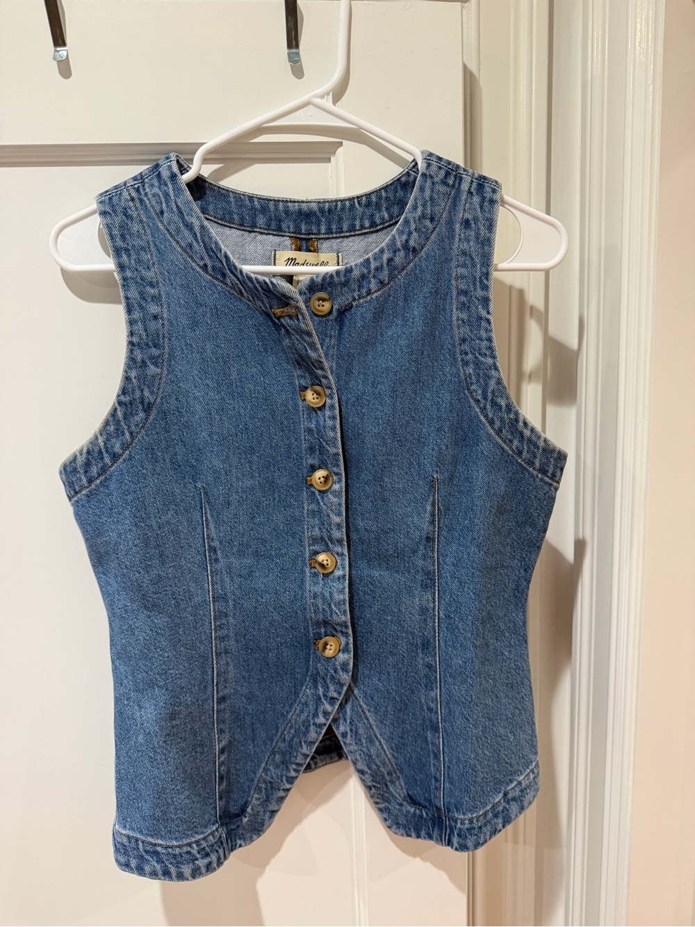 Madewell Denim Button-Front Vest - Blue Wash